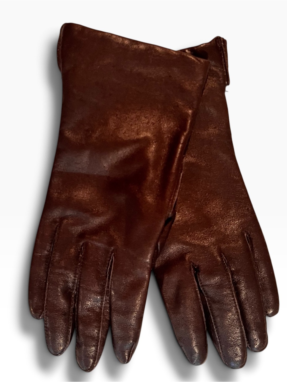 Vintage 70s 80s Fownes Leather Gloves Womens Size 7-1/2 Brown E-5